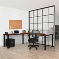 Kee Desking L Shaped Desk, 66 D, 60 W, 29 H, Black|Cherry, Wood|Metal MLSPM602442CHBPBK